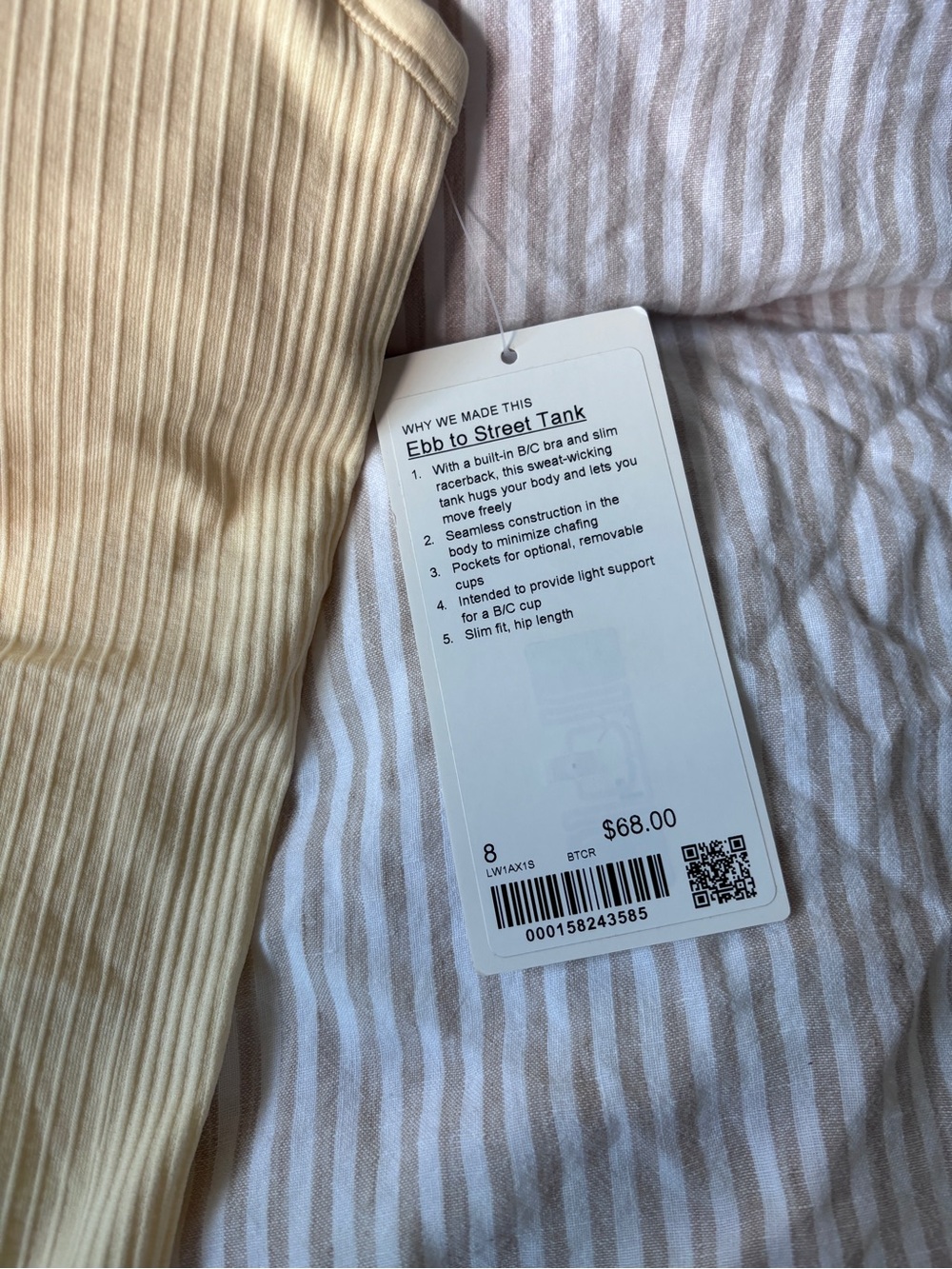 lululemon athletica Ribbed Racerback Tank — Light Cream - Picture 2 of 4